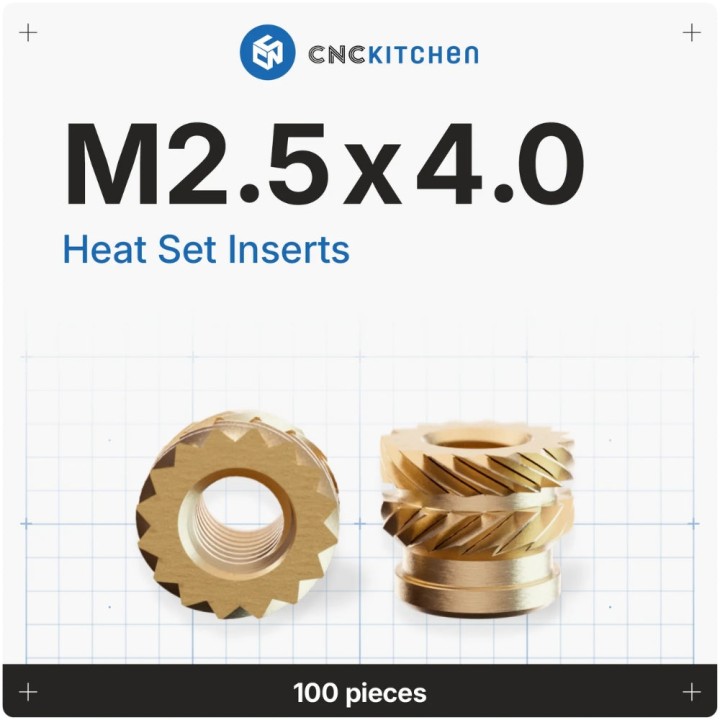 CNC Kitchen - Inserts Filetés M2.5x4.0 Standard - Lot de 100 pièces