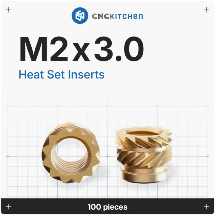 CNC Kitchen - Inserts Filetés M2x3.0 Standard - Lot de 100 pièces