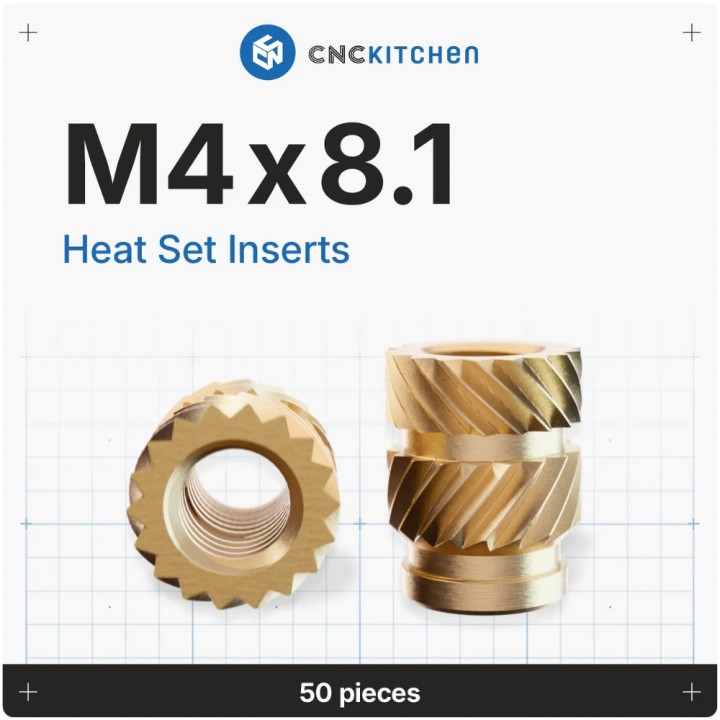 CNC Kitchen - Inserts Filetés M4x8.1 Standard - Lot de 50 pièces