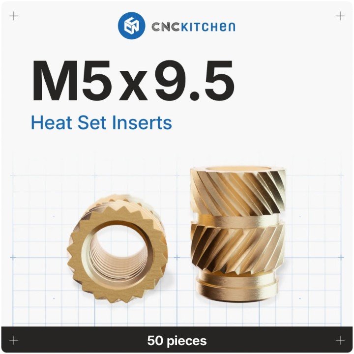 CNC Kitchen - Inserts Filetés M5x9.5 Standard - Lot de 50 pièces