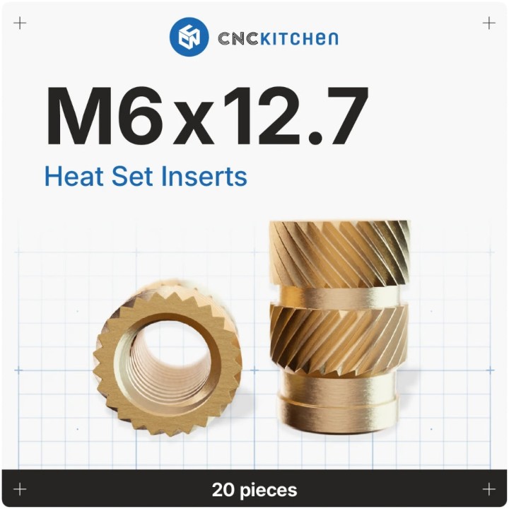 CNC Kitchen - Inserts Filetés M6x12.7 Standard - Lot de 20 pièces