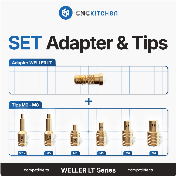 CNC Kitchen - Pannes à Souder + Adaptateur pour Weller LT - 7 pièces