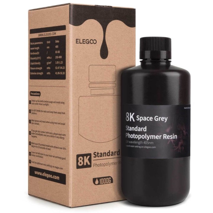 Elegoo - Résine UV Standard 8k - Gris (Space Grey) - 1 kg