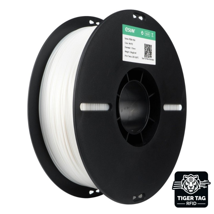 eSun - PEBA-90A - Blanc (White) - 1,75 mm - 0,8 kg avec RFID TigerTag