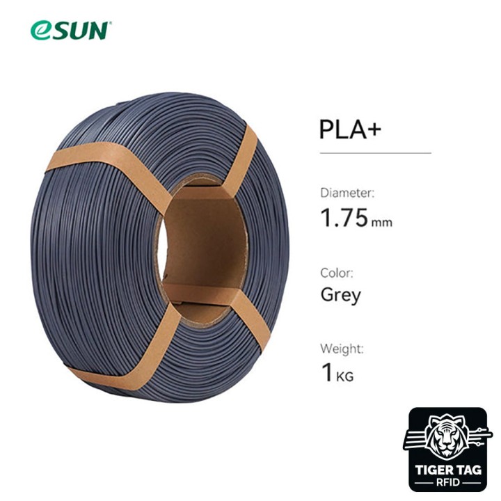 eSun - PLA+ - Gris (Grey) - 1,75 mm - 1 kg Refill avec RFID TigerTag
