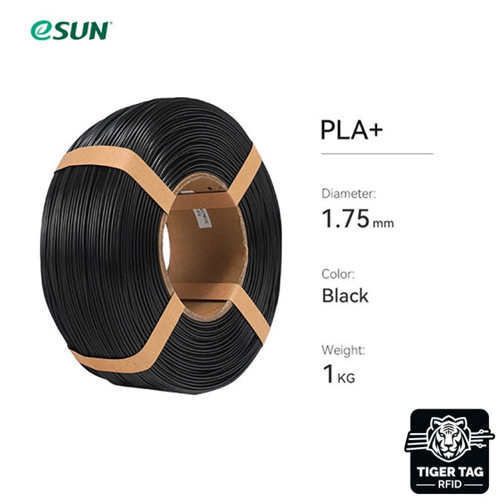 eSun - PLA+ - Noir (Black) - 1,75 mm - 1 kg Refill avec RFID TigerTag