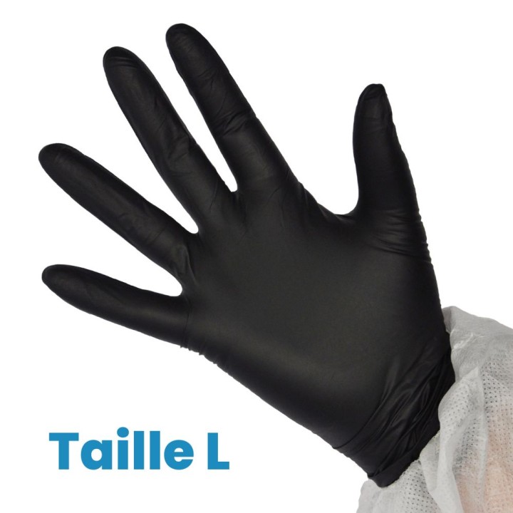 Gants de Protection Nitrile Noir x100 - Taille L