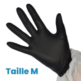 Gants de Protection Nitrile Noir x100 - Taille M
