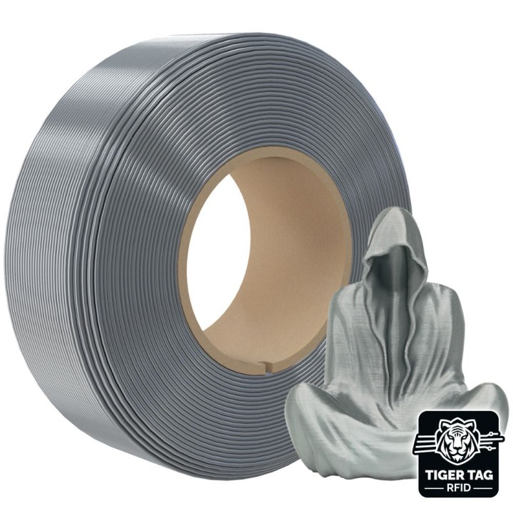 Jamg He - PLA Silk - Argent (Silver) - 1,75 mm - 1 kg - Refill avec RFID TigerTag