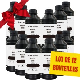 Pack ApexMaker - 12x Résine Standard (Model Resin) - Noir (Black) - 1 kg
