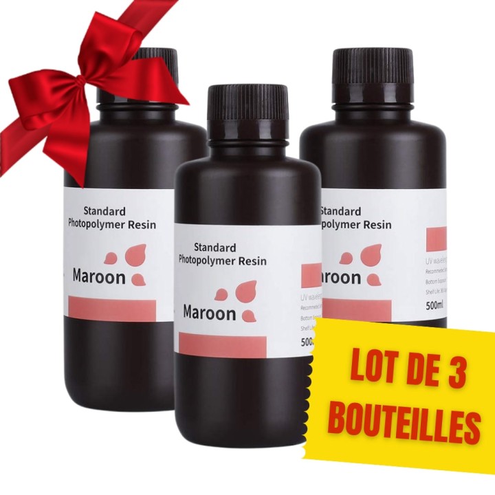Pack ELEGOO - 3x Résine UV Standard - Bordeaux (Maroon) - 1 kg
