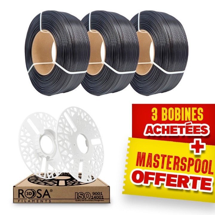 Pack Refill Rosa3D - PETG Standard HS Noir x3 + Masterspool Offerte