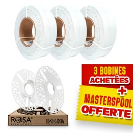 Pack Refill Rosa3D - PLA Starter Blanc Neige (Winter White) x3 + Masterspool Offerte