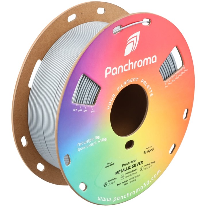 Panchroma PLA - Argent métallique (Metallic Silver) - 1,75 mm - 1 kg