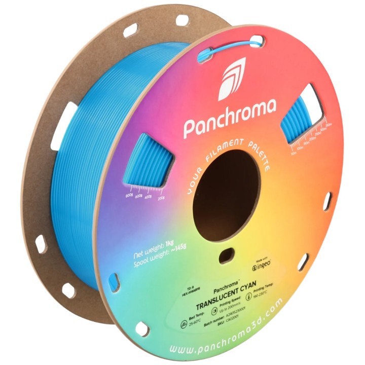 Panchroma Translucent PLA - Cyan Translucide (Cyan) - 1,75 mm - 1 kg
