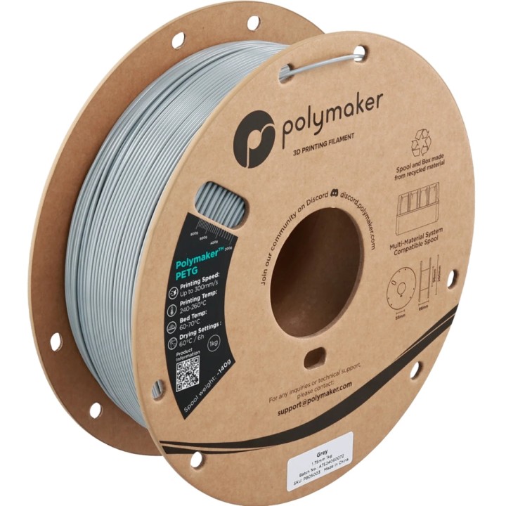 Polymaker - PETG - Gris (Grey) - 1.75 mm - 1 kg