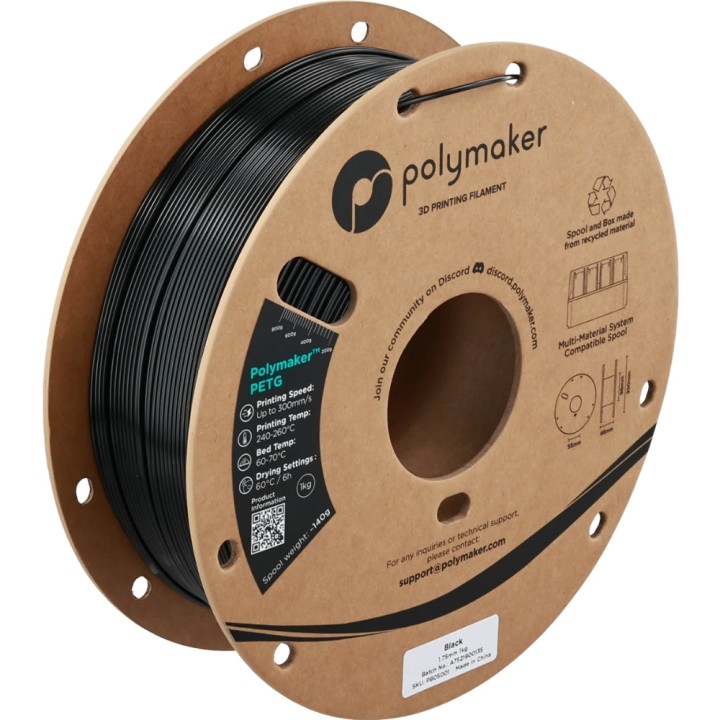 Polymaker - PETG - Noir (Black) - 1.75 mm - 1 kg