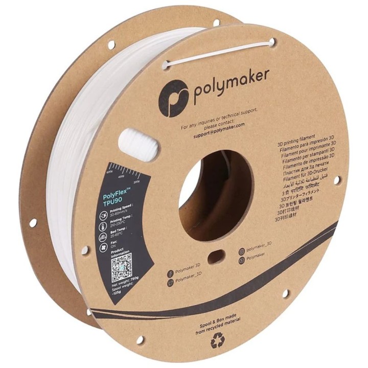 Polymaker - PolyFlex (TPU 90A) - Blanc (White) - 1,75 mm - 750 g