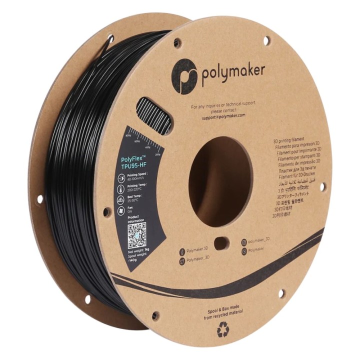 Polymaker - PolyFlex (TPU 95-HF) - Noir (Black) - 1,75 mm - 1 kg