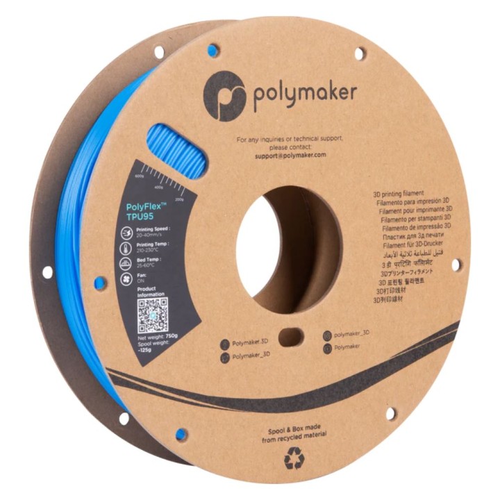 Polymaker - PolyFlex (TPU 95A) - Bleu (Blue) - 1,75 mm - 750 g