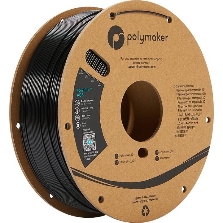 Polymaker - PolyLite ABS - Noir (Black) - 1.75 mm - 1 kg