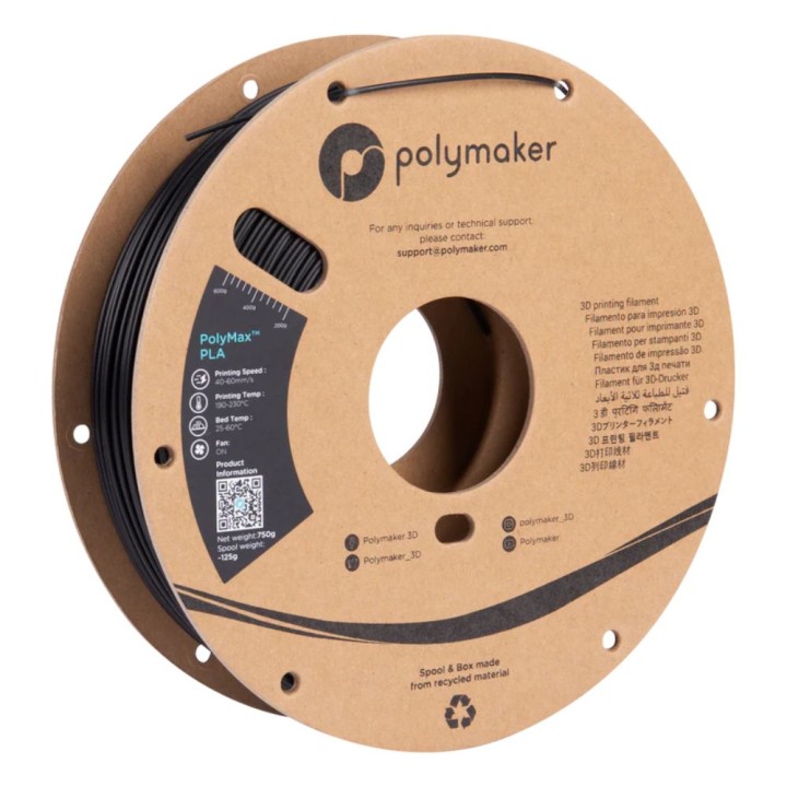 Polymaker - PolyMax Tough PLA - Noir (Black) - 1,75 mm - 750 g