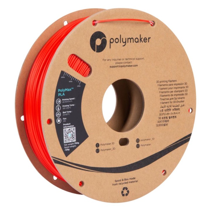 Polymaker - PolyMax Tough PLA - Rouge (Red) - 1,75 mm - 750 g