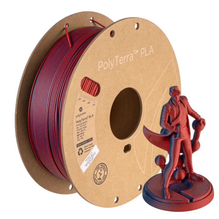Polymaker - PolyTerra Dual PLA - Mixed Berries - Rouge/Bleu Foncé (Red/Dark Blue) - 1,75 mm - 1 kg