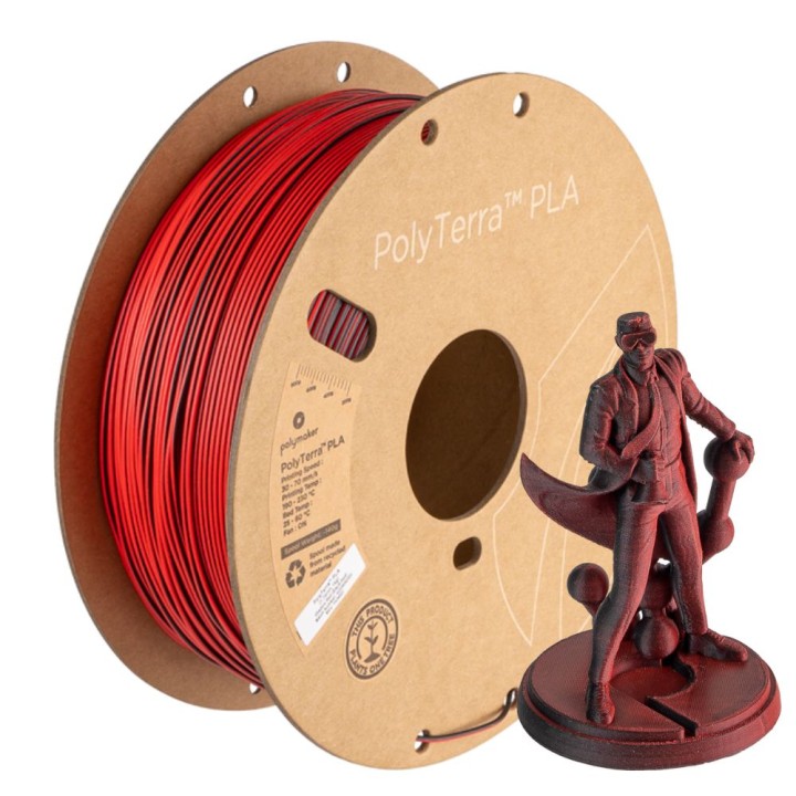 Polymaker - PolyTerra Dual PLA - Shadow Red - Rouge/Noir (Red/Black) - 1,75 mm - 1 kg