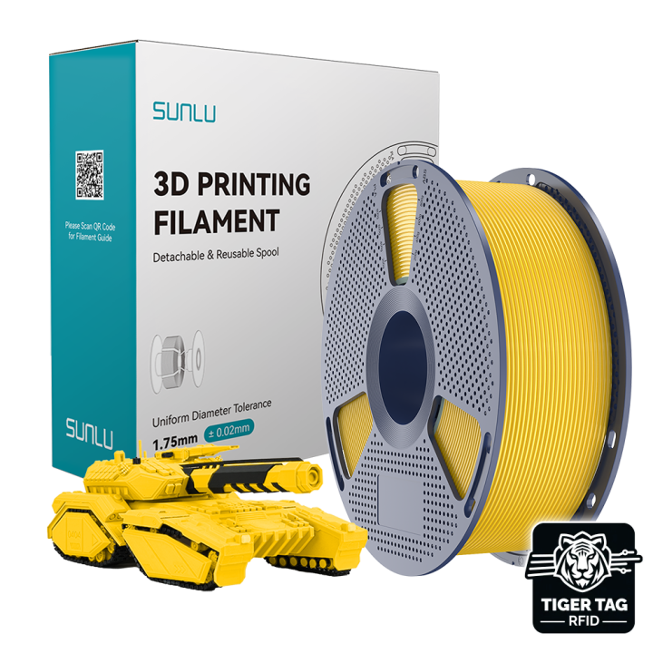 Sunlu - PLA - Jaune Vivant (Vivid Yellow) - 1,75 mm - 1 kg avec RFID TigerTag