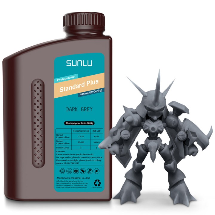 Sunlu - Résine Standard Plus - Gris Foncé (Dark Grey) - 1 kg
