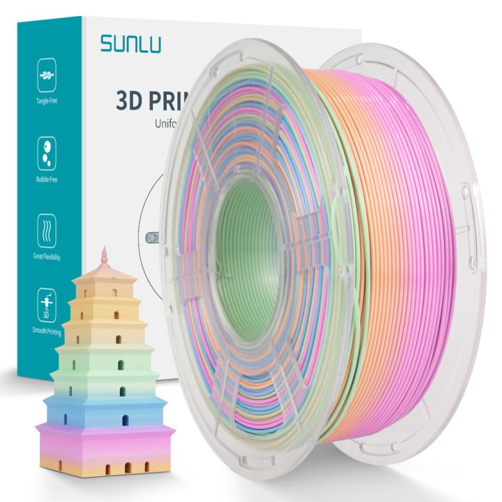 Sunlu - Silk PLA+ - Sorbet Bubblegum (Rainbow 04) - 1,75 mm - 1 kg