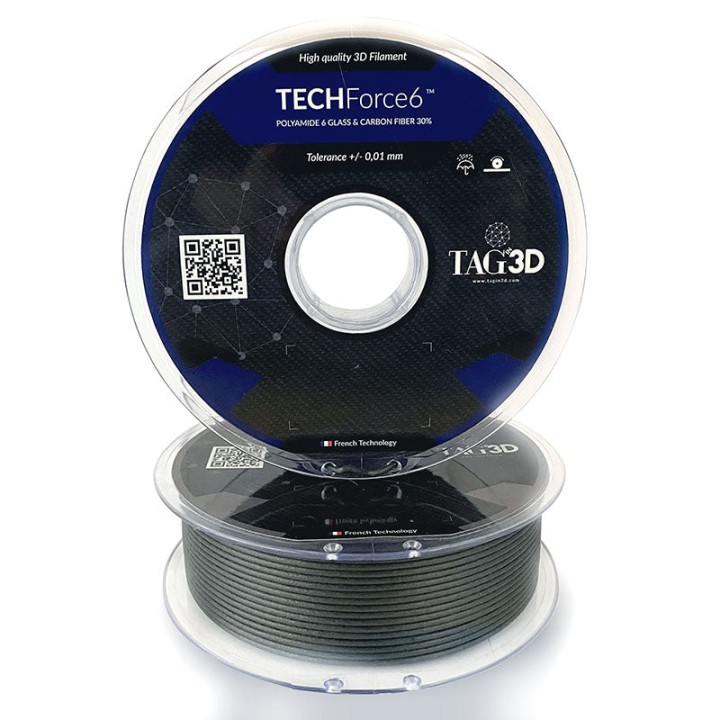 Tag3D - Nylon TECHForce 20GF/10CF - True Black (Neutre) - 1.75 mm - 1 kg
