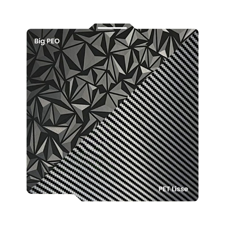 Ziflex - Plateau d'Impression pour Bambu Lab Séries X1/X2/P1/P2/A1 - Big PEO & Fibre de Carbon PET Smoo