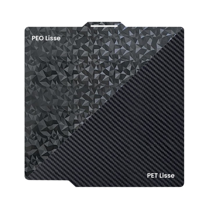 Ziflex - Plateau d'impression pour Bambu Lab Séries X1/X2/P1/P2/A1 - PEO & Fibre de Carbon PET Smooth - 257 x 257 mm
