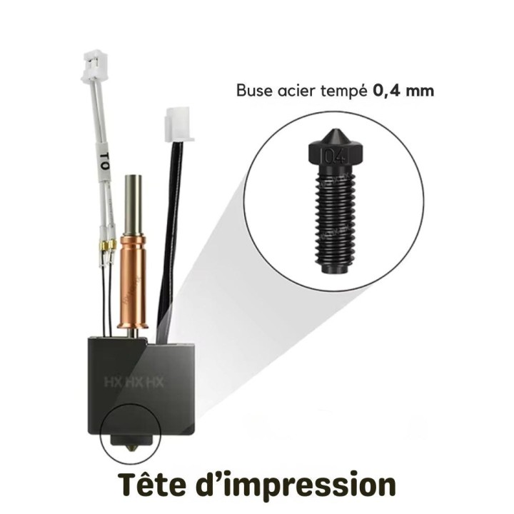 Zimple3D - Anycubic Kobra 3 - Tête d'impression (Hotend kit)  - Acier tempé (Hard steel) - 0.4 mm