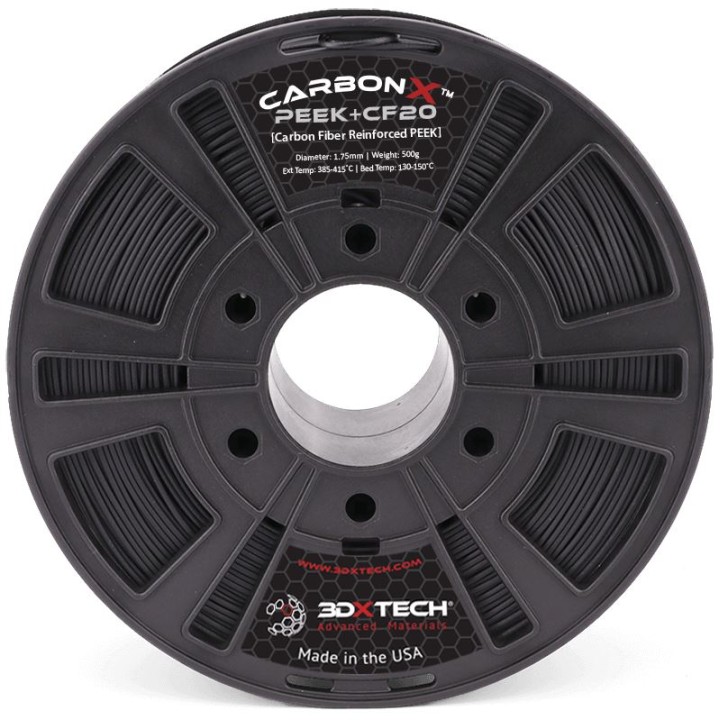 3DXTech - CarbonX - PEEK+CF20 - Noir (Black) - 1.75 mm - 500 g